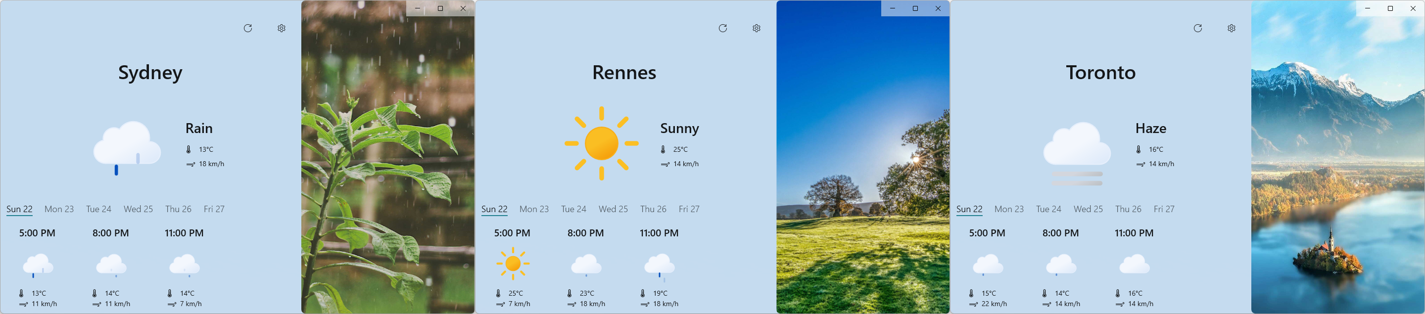 L'image latérale s'adapte à la condition météo